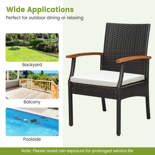 Patio Wicker Chair Set of 2 with Soft Zippered Cushion
