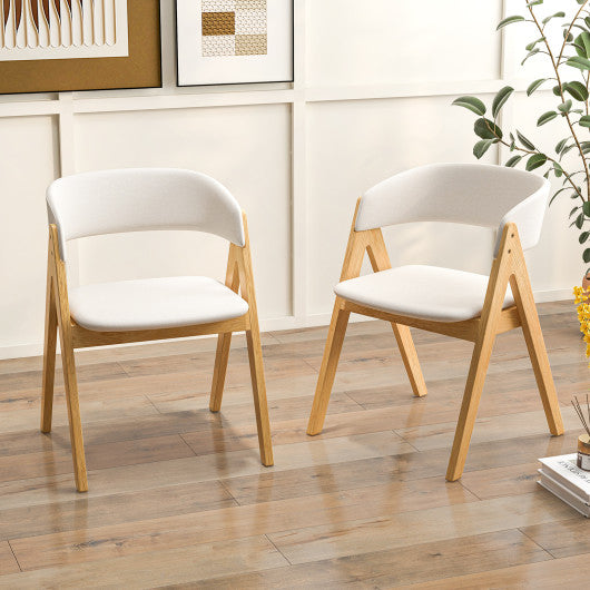 Set of 2 Soft Padded Accent Armchairs for Dining Room-Natural and Beige