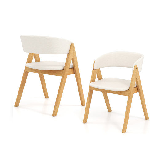 Set of 2 Soft Padded Accent Armchairs for Dining Room-Natural and Beige