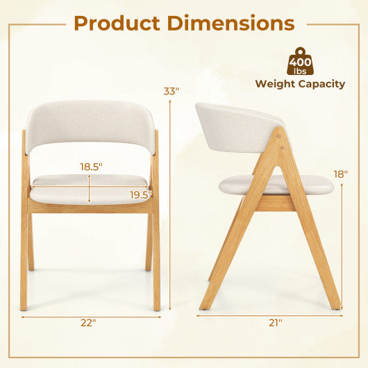 Set of 2 Soft Padded Accent Armchairs for Dining Room-Natural and Beige