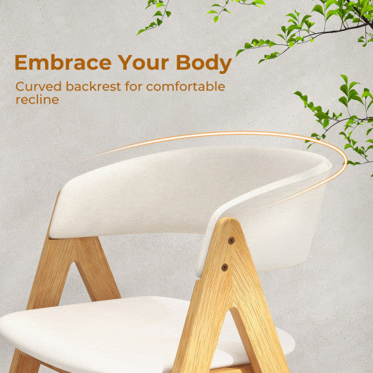 Set of 2 Soft Padded Accent Armchairs for Dining Room-Natural and Beige