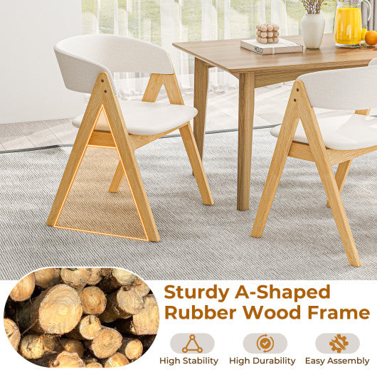 Set of 2 Soft Padded Accent Armchairs for Dining Room-Natural and Beige