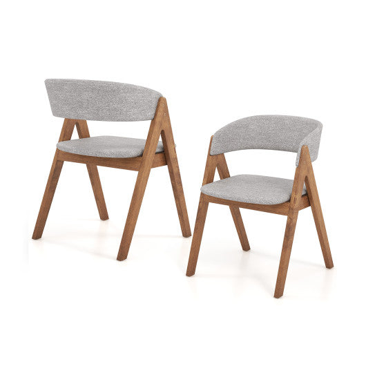 Set of 2 Soft Padded Accent Armchairs for Dining Room-Walnut and Grey