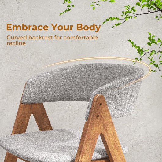 Set of 2 Soft Padded Accent Armchairs for Dining Room-Walnut and Grey