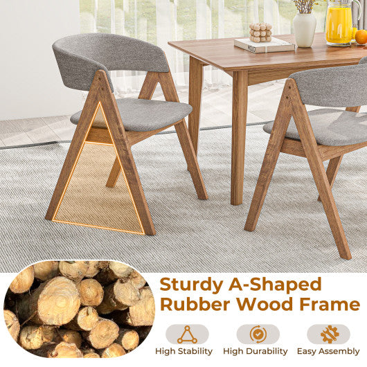 Set of 2 Soft Padded Accent Armchairs for Dining Room-Walnut and Grey