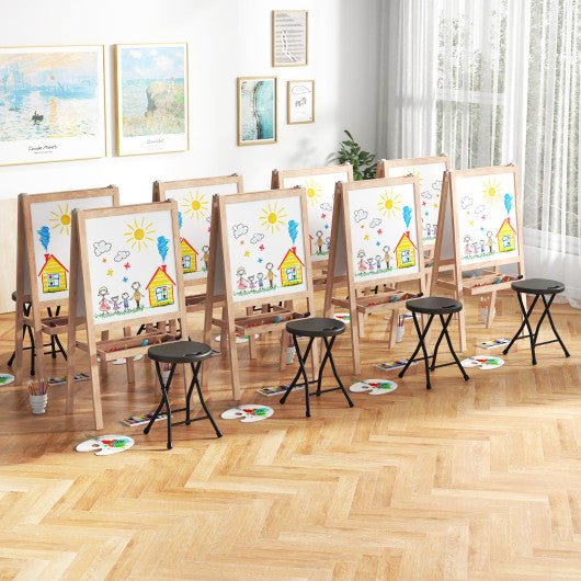 Set of 4 18 Inch Collapsible Round Stools with Handle-Black