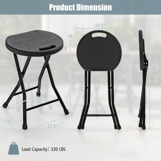 Set of 4 18 Inch Collapsible Round Stools with Handle-Black