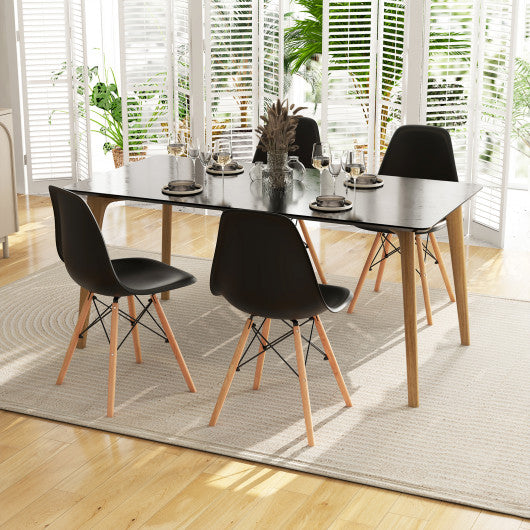 4 Pieces Modern Armless Dining Chair Set with Wood Legs-Black