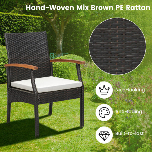 Patio Wicker Chair Set of 2/4 with Soft Zippered Cushion-Set of 4