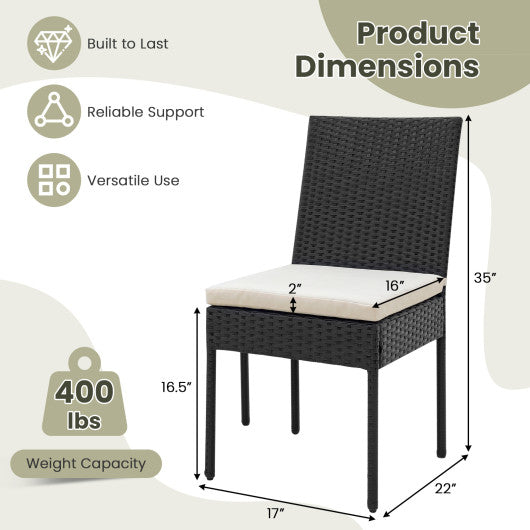 Set of 4 Patio Rattan Wicker Dining Chairs Set with Soft Cushions-Black