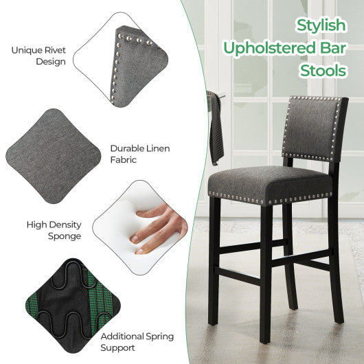 38.5/43.5 Inch Set of 2 Counter Height Chairs with Solid Rubber Wood Frame-M