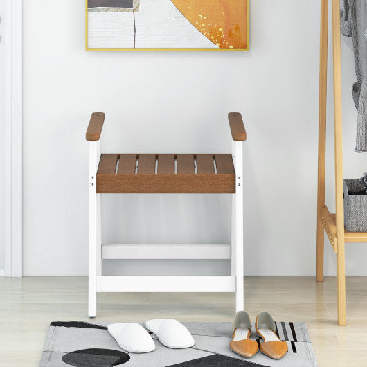 Shower Bench with Arms for Inside Shower Shaving Legs-Brown