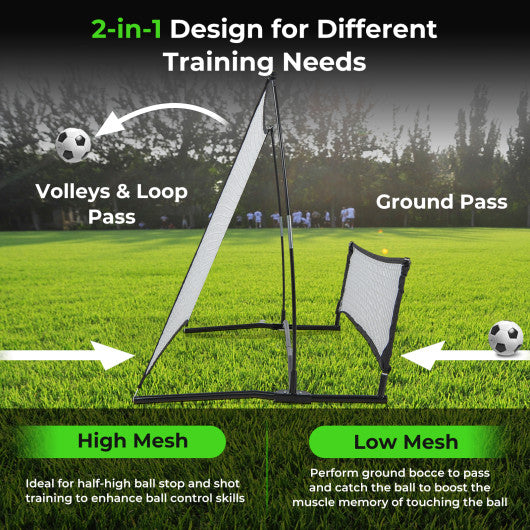 2-in-1 Portable Soccer Rebounder Net with Carrying Bag