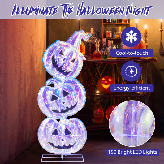 Standing 150 LED Lighted Pumpkin Halloween Decoration with Base