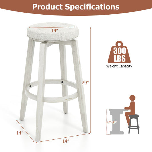 360-Degree Swivel Upholstered Rubberwood Frame Bar Stool Set of 2 with Footrest-29 inches