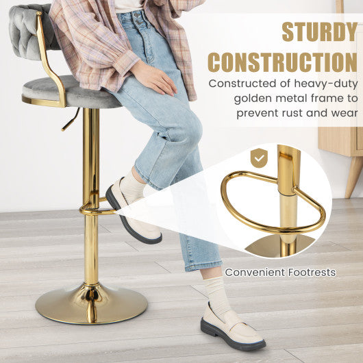 Swivel Barstool with Woven Back Set of 2 for Kitchen Island Cafe-Gray