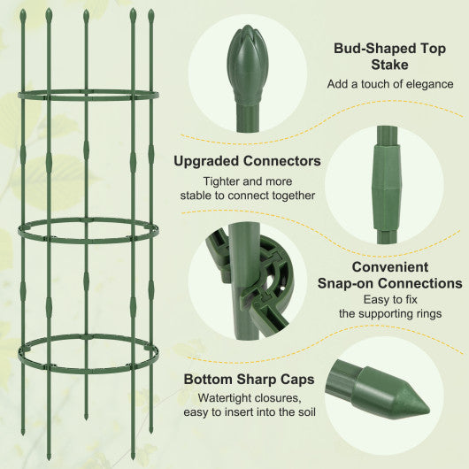 3-Pack Garden Trellis 40 Inch Tall Plant Support Stands with Clips and Ties-M