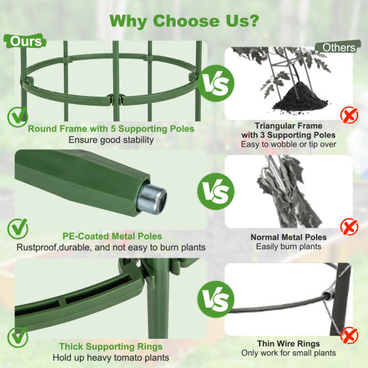 3-Pack Garden Trellis 60 Inch Tall Plant Support Stands with Clips and Ties-S