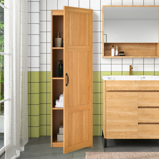Tall Storage Cabinet with 4 Storage Shelves for Bathroom Living Room-Natural