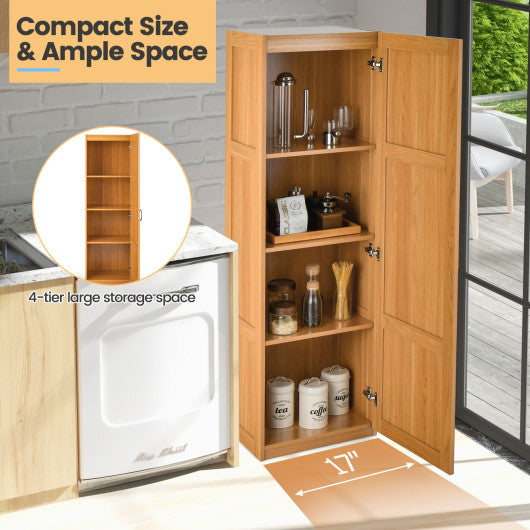 Tall Storage Cabinet with 4 Storage Shelves for Bathroom Living Room-Natural
