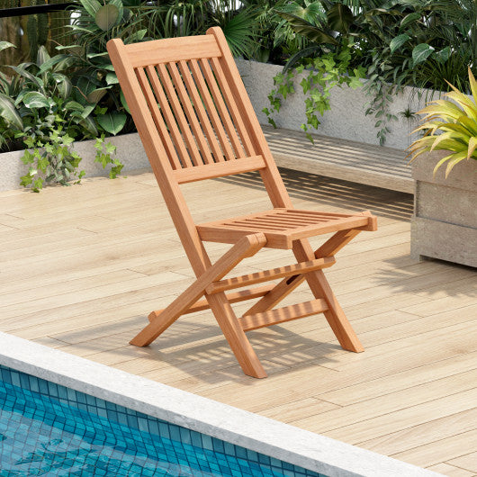 Indonesia Teak Wood Patio Folding Dining Chair with Slatted Seat