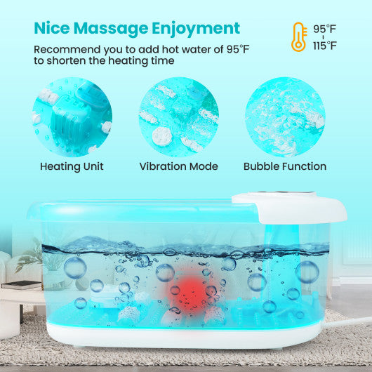 Foot Spa Massager Tub with Removable Pedicure Stone and Massage Beads-Turquoise