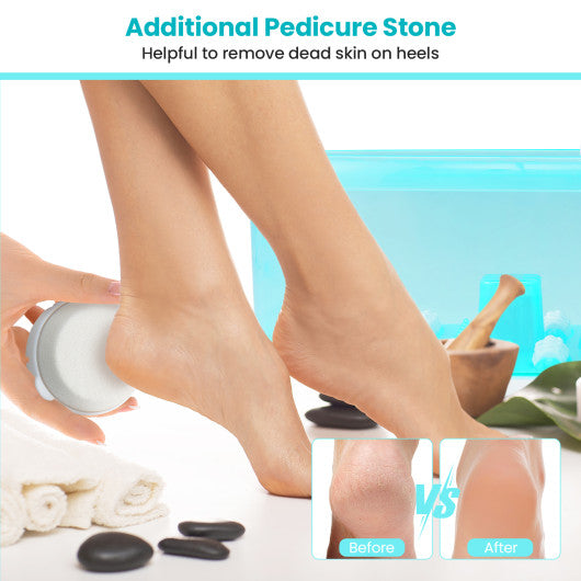 Foot Spa Massager Tub with Removable Pedicure Stone and Massage Beads-Turquoise