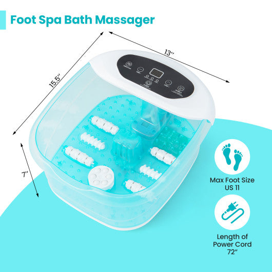 Foot Spa Massager Tub with Removable Pedicure Stone and Massage Beads-Turquoise