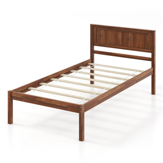 Twin/Full/Queen Size Bed Frame with Wooden Headboard and Slat Support-Twin Size