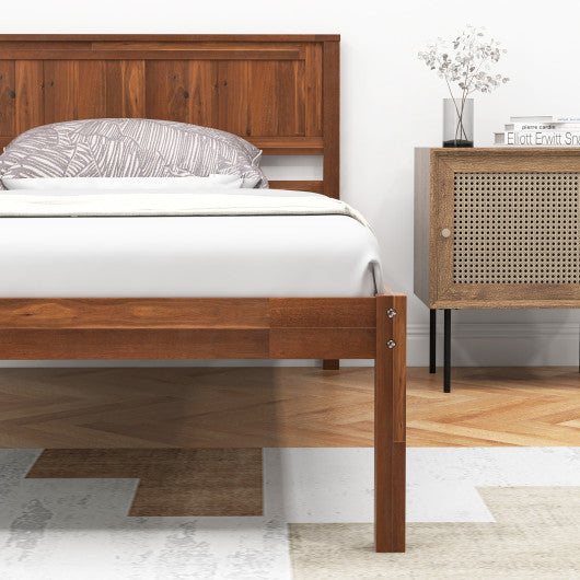 Twin/Full/Queen Size Bed Frame with Wooden Headboard and Slat Support-Twin Size