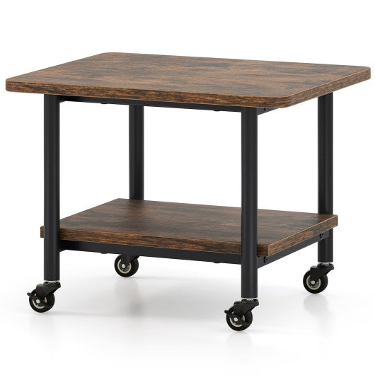 Under Desk Printer Stand with 360° Swivel Casters-Brown