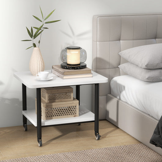 Under Desk Printer Stand with 360° Swivel Casters-White