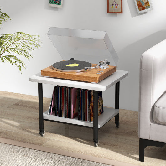 Under Desk Printer Stand with 360° Swivel Casters-White