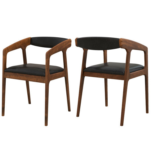 Upholstered Armchairs Set of 2 with Cozy Backrest and Padded Seat Cushion-Brown