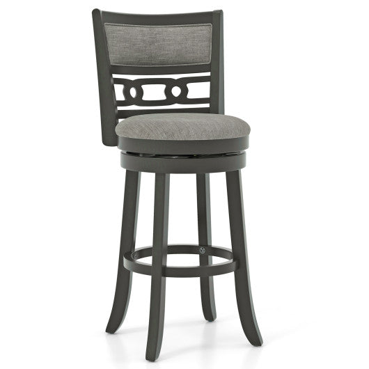 30.5" Bar Height Bar Chair with Wooden Frame Swivel Seat and Footrest for Pub Bar Restaurant-2 Pieces