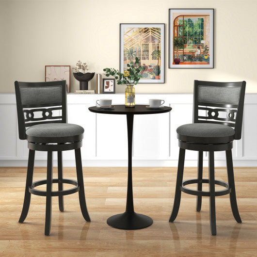 30.5" Bar Height Bar Chair with Wooden Frame Swivel Seat and Footrest for Pub Bar Restaurant-2 Pieces