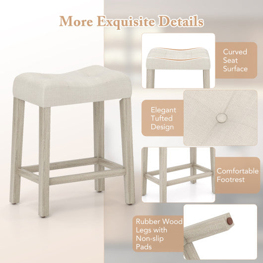 Set of 4 Upholstered Counter Height Bar Stool with Curved Saddle-Seat-Gray