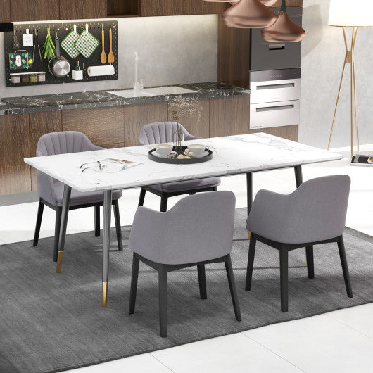 Upholstered Velvet Accent Modern Dining Chairs Set of 2 with Curved Backrests-Grey