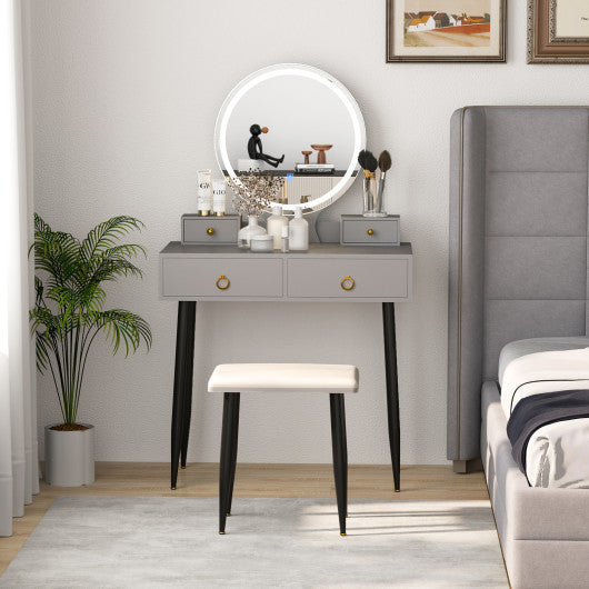 Vanity Table Set with Mirror-Gray
