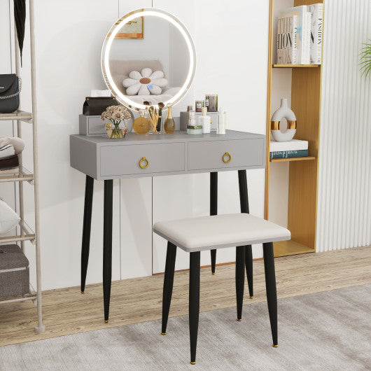 Vanity Table Set with Mirror-Gray