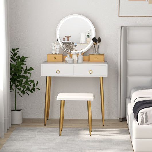 Vanity Table Set with Mirror-White