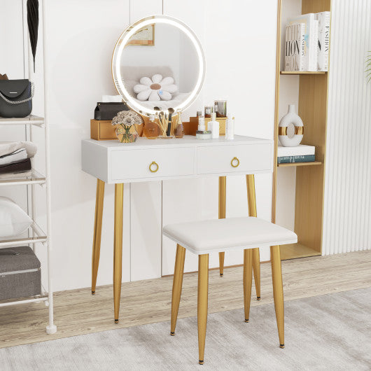 Vanity Table Set with Mirror-White