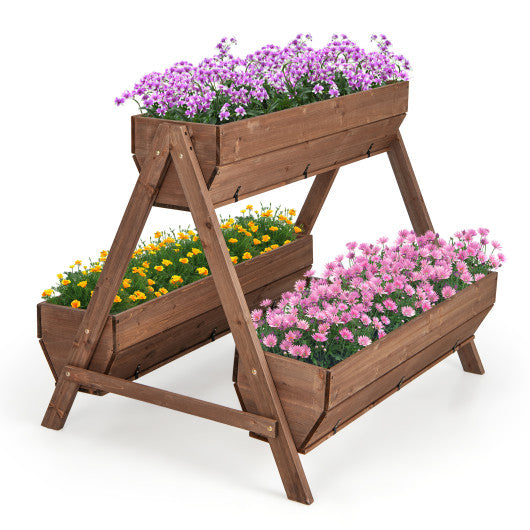 Vertical Raised Garden bed with 3 Wooden Planter Boxes-L