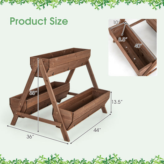 Vertical Raised Garden bed with 3 Wooden Planter Boxes-L