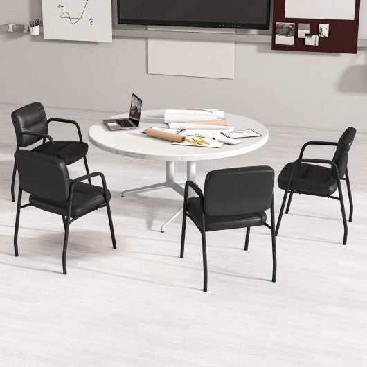 Waiting Room Guest Chair Set of 2 with Mixed PU Leather and Integrated Armrests-Black