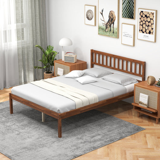 Twin/Full/Queen Size Wood Bed Frame with Headboard and Slat Support-Full Size