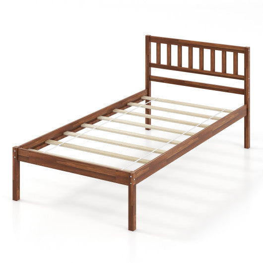 Twin/Full/Queen Size Wood Bed Frame with Headboard and Slat Support-Twin Size