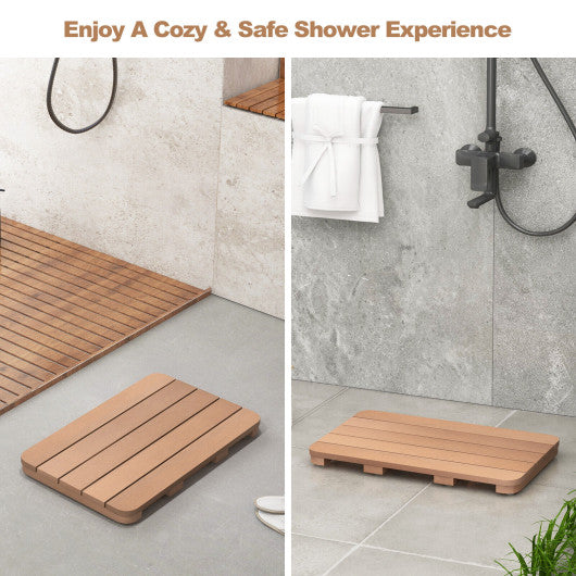 Waterproof HIPS Spa Shower Mat for Bathroom with Non Slip Foot Pads-Brown