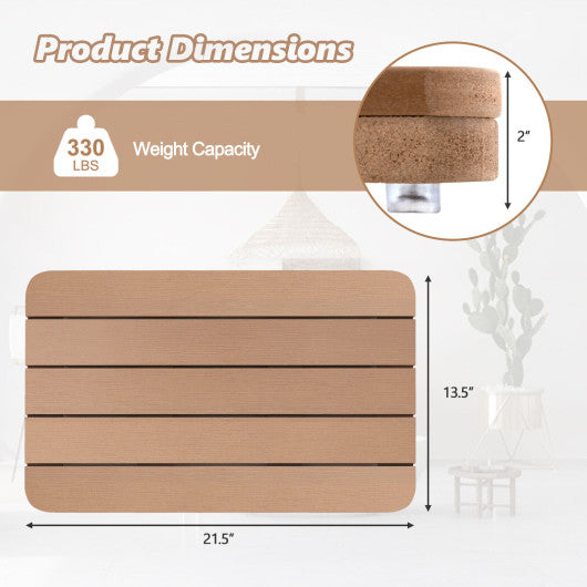 Waterproof HIPS Spa Shower Mat for Bathroom with Non Slip Foot Pads-Brown