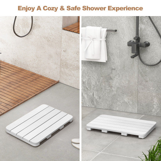 Waterproof HIPS Spa Shower Mat for Bathroom with Non Slip Foot Pads-White